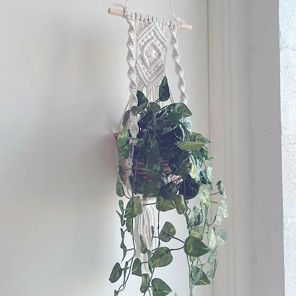 🪴🆕 2 Modern Home Decor Macramé bOhO Style Woven Fiber Artistry Plant Hanger🪴